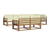 vidaXL Set di divani da esterno con cuscino 7 pcs Naturale e Crema, Set di Sofà in Legno di Acacia, Mobili da Giardino Modulari Resistenti alle Intemperie, Lounge da Esterno, Disposizione Flessibile