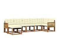 vidaXL Set di divani da esterno con cuscino 7 pcs Naturale e Crema, Set divani moderni per esterni, comodi posti a bordo piscina, arredamento da giardino resistente, lounge versatile
