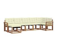 vidaXL Set di divani da esterno con cuscino 7 pcs Naturale e Crema, Set divani moderni per esterni, comodi posti a bordo piscina, arredamento da giardino resistente, lounge versatile