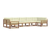 vidaXL Set di divani da esterno con cuscino 7 pcs Naturale e Crema, Set Divano da Esterno Moderno, Mobili da Patio Eleganti, Lounge da Giardino, Sezionale per Relax nel Cortile e a Bordo Piscina