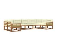 vidaXL Set di divani da esterno con cuscino 7 pcs Naturale e Crema, Set Divano da Esterno Moderno, Mobili da Patio Eleganti, Lounge da Giardino, Sezionale per Relax nel Cortile e a Bordo Piscina