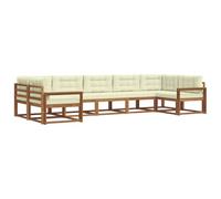 vidaXL Set di divani da esterno con cuscino 7 pcs Naturale e Crema, Set Divano da Esterno Moderno, Mobili da Patio Eleganti, Lounge da Giardino, Sezionale per Relax nel Cortile e a Bordo Piscina