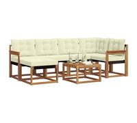 vidaXL Set di divani da esterno con cuscino 7 pcs Naturale e Crema, Set divano da giardino, arredamento moderno per esterni, confortevole e resistente per il tuo relax in piscina