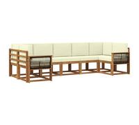 vidaXL Set di divani da esterno con cuscino 7 pcs Naturale e Crema, Set Divano da Giardino, Modulo Outdoor, Sezione Patio, Arredo in Acacia, Lounge in Giardino, Posto in Terrazza