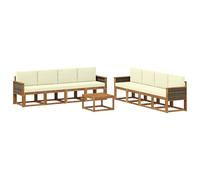 vidaXL Set di divani da esterno con cuscino 7 pcs Naturale e Crema, Set divano moderno per esterni, arredo giardino elegante, legno di acacia, confortevole lounge resistente al tempo