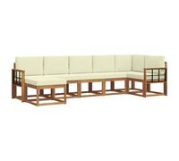 vidaXL Set di divani da esterno con cuscino 7 pcs Naturale e Crema, Set Divano Modulare in Legno di Acacia, Divano Sezionale da Esterno moderno per Giardino, Mobili da Patio Flessibili, Disposizione