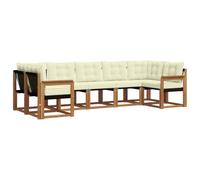 vidaXL Set di divani da esterno con cuscino 7 pcs Naturale e Crema, Set lounge da giardino comodo, divano moderno all'aperto, seduta resistente, elegante mobili in acacia