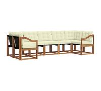 vidaXL Set di divani da esterno con cuscino 7 pcs Naturale e Crema, Set lounge da giardino comodo, divano moderno all'aperto, seduta resistente, elegante mobili in acacia