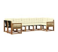 vidaXL Set di divani da esterno con cuscino 7 pcs Naturale e Crema, Set lounge da giardino comodo, divano moderno all'aperto, seduta resistente, elegante mobili in acacia