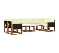 vidaXL Set di divani da esterno con cuscino 7 pcs Naturale e Crema, Set Lounge da Giardino Moderno, Divano Robusto, Patio Elegante, Mobili Esterni per un Comfort Assoluto