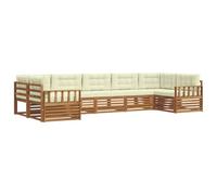 vidaXL Set di divani da esterno con cuscino 7 pcs Naturale e Crema, Sofà moderni da giardino, mobili resistenti per esterni, comodi per il patio e funzionali per rilassarsi