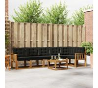vidaXL Set di divani da esterno con cuscino 7 pcs Naturale e Nero