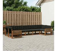 vidaXL Set di divani da esterno con cuscino 7 pcs Naturale e Nero