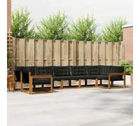 vidaXL Set di divani da esterno con cuscino 7 pcs Naturale e Nero, Divano da Giardino Elegante, Set Sezionale Moderno, Mobili per Patio, Seduta Resistente per Rilassanti Incontri