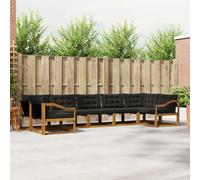 vidaXL Set di divani da esterno con cuscino 7 pcs Naturale e Nero, Divano da Giardino Elegante, Set Sezionale Moderno, Mobili per Patio, Seduta Resistente per Rilassanti Incontri