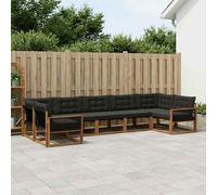 vidaXL Set di divani da esterno con cuscino 7 pcs Naturale e Nero