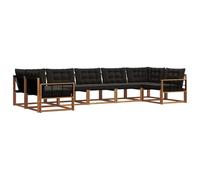 vidaXL Set di divani da esterno con cuscino 7 pcs Naturale e Nero, Divano da Giardino Elegante, Set Sezionale Moderno, Mobili per Patio, Seduta Resistente per Rilassanti Incontri
