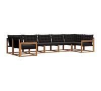 vidaXL Set di divani da esterno con cuscino 7 pcs Naturale e Nero, Divano da Giardino Elegante, Set Sezionale Moderno, Mobili per Patio, Seduta Resistente per Rilassanti Incontri