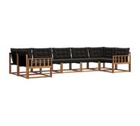 vidaXL Set di divani da esterno con cuscino 7 pcs Naturale e Nero, Divano da Giardino Elegante, Set Sezionale Moderno, Mobili per Patio, Seduta Resistente per Rilassanti Incontri