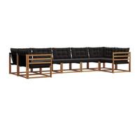vidaXL Set di divani da esterno con cuscino 7 pcs Naturale e Nero, Divano da Giardino Elegante, Set Sezionale Moderno, Mobili per Patio, Seduta Resistente per Rilassanti Incontri