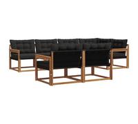 vidaXL Set di divani da esterno con cuscino 7 pcs Naturale e Nero, Divano Sezionale Esterno, Lounge Moderna da Giardino, Arredamento Patio Resistente, Seduta Comoda per Te
