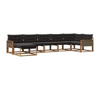 vidaXL Set di divani da esterno con cuscino 7 pcs Naturale e Nero, Couch all'aperto alla moda, set di divani moderni, mobili resistenti per giardino e patio spazioso