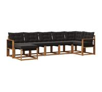 vidaXL Set di divani da esterno con cuscino 7 pcs Naturale e Nero, Set divani moderni per esterni, comodi posti a bordo piscina, arredamento da giardino resistente, lounge versatile