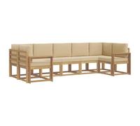 vidaXL Set di divani da esterno con cuscino, 7 pezzi, beige, set divano da giardino, modulare moderno per esterni, mobili in legno di acacia, zona relax in patio