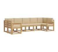 vidaXL Set di divani da esterno con cuscino, 7 pezzi, beige, set divano da giardino, modulare moderno per esterni, mobili in legno di acacia, zona relax in patio
