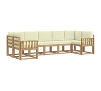vidaXL Set di divani da esterno con cuscino, 7 pezzi, bianco e crema, set divano da giardino, modulare moderno per esterni, mobili in legno di acacia, zona relax in patio