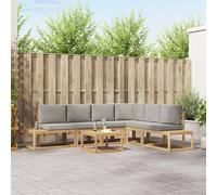 vidaXL Set di divani da esterno con cuscino 7 pezzi, bianco, divano da giardino modulabile, mobili da esterno robusti, mobili in acacia confortevole, soggiorno versatile, resistente al tempo