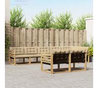 vidaXL Set di divani da esterno con cuscino 8 pcs Bianco e Beige, Divano da giardino moderno, resistente, set per terrazzo, arredamento per patio, spazio lounge