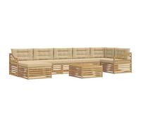 vidaXL Set di divani da esterno con cuscino 8 pcs Bianco e Beige, Divano da giardino moderno, resistente agli agenti atmosferici, divano da patio per relax e svago
