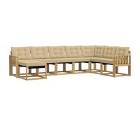 vidaXL Set di divani da esterno con cuscino 8 pcs Bianco e Beige, Divano Sezionale Moderno per Giardino, Set Lounge Esterno, Mobili da Patio, Comoda Soluzione per Sedersi