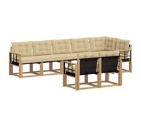 vidaXL Set di divani da esterno con cuscino 8 pcs Bianco e Beige, Divano Sezionale da Giardino, comodo e resistente, perfetto per patio, terrazza e relax all'aperto