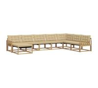 vidaXL Set di divani da esterno con cuscino 8 pcs Bianco e Beige, Set di divani da giardino moderni, legno di acacia resistente, comodi lettini, arredo esterno per vivere con stile
