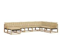vidaXL Set di divani da esterno con cuscino 8 pcs Bianco e Beige, Set di divani da giardino moderni, legno di acacia resistente, comodi lettini, arredo esterno per vivere con stile