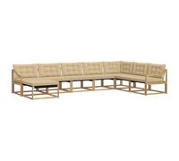 vidaXL Set di divani da esterno con cuscino 8 pcs Bianco e Beige, Set di divani da giardino moderni, legno di acacia resistente, comodi lettini, arredo esterno per vivere con stile