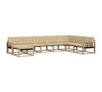vidaXL Set di divani da esterno con cuscino 8 pcs Bianco e Beige, Set di divani da giardino moderni, legno di acacia resistente, comodi lettini, arredo esterno per vivere con stile
