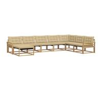 vidaXL Set di divani da esterno con cuscino 8 pcs Bianco e Beige, Set di divani da giardino moderni, legno di acacia resistente, comodi lettini, arredo esterno per vivere con stile