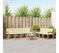 vidaXL Set di divani da esterno con cuscino 8 pcs Bianco e Crema, Divano moderno da giardino, pratico set sezione esterna, lounge patio, sedute per il comfort