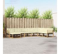 vidaXL Set di divani da esterno con cuscino 8 pcs Bianco e Crema, Set Divano da Giardino, Mobili Moderni, Seduta Resistente per Terrazzo, Lettino Confortevole, Design Elegante
