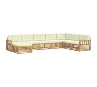 vidaXL Set di divani da esterno con cuscino 8 pcs Bianco e Crema, Divano moderno da esterno, arredamento sezionale, relax in terrazza, set comodo per il patio