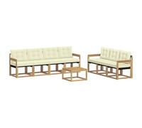vidaXL Set di divani da esterno con cuscino 8 pcs Bianco e Crema, Divano moderno da giardino, pratico set sezione esterna, lounge patio, sedute per il comfort
