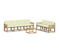 vidaXL Set di divani da esterno con cuscino 8 pcs Bianco e Crema, Divano moderno da giardino, pratico set sezione esterna, lounge patio, sedute per il comfort