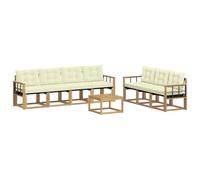 vidaXL Set di divani da esterno con cuscino 8 pcs Bianco e Crema, Divano moderno da giardino, pratico set sezione esterna, lounge patio, sedute per il comfort