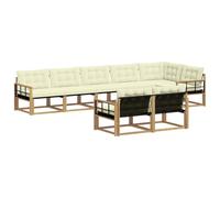 vidaXL Set di divani da esterno con cuscino 8 pcs Bianco e Crema, Mobili da giardino, divano moderno all'aperto, set sezzionale resistente per patio e relax in terrazza