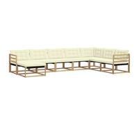 vidaXL Set di divani da esterno con cuscino 8 pcs Bianco e Crema, Set Divano da Giardino, Mobili Moderni, Seduta Resistente per Terrazzo, Lettino Confortevole, Design Elegante
