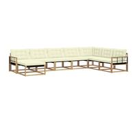 vidaXL Set di divani da esterno con cuscino 8 pcs Bianco e Crema, Set di divani da giardino moderni, legno di acacia resistente, comodi lettini, arredo esterno per vivere con stile