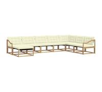 vidaXL Set di divani da esterno con cuscino 8 pcs Bianco e Crema, Set di divani da giardino moderni, legno di acacia resistente, comodi lettini, arredo esterno per vivere con stile